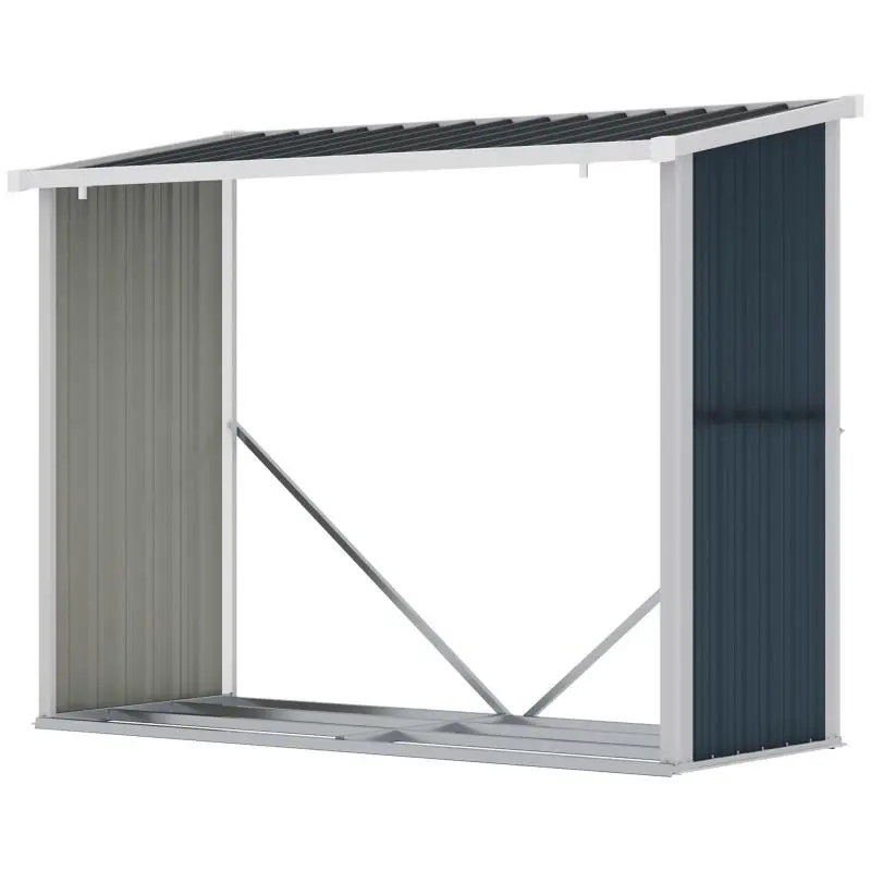 Galvanised Steel Firewood Storage Shed, 185 cm