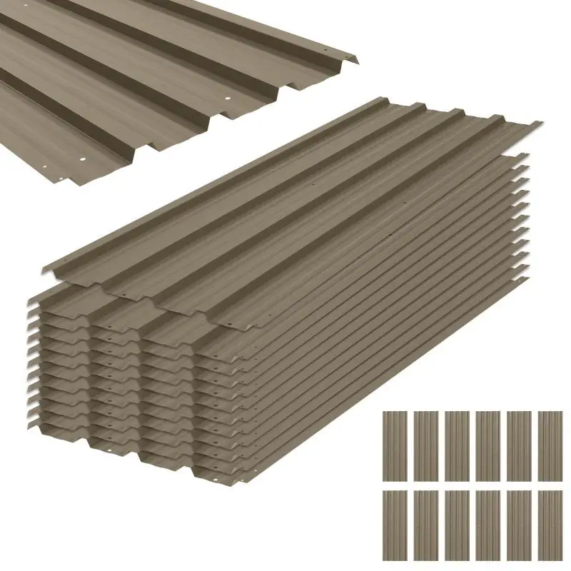 Set of 12 Galvanised Steel Roof Panels, 129 cm