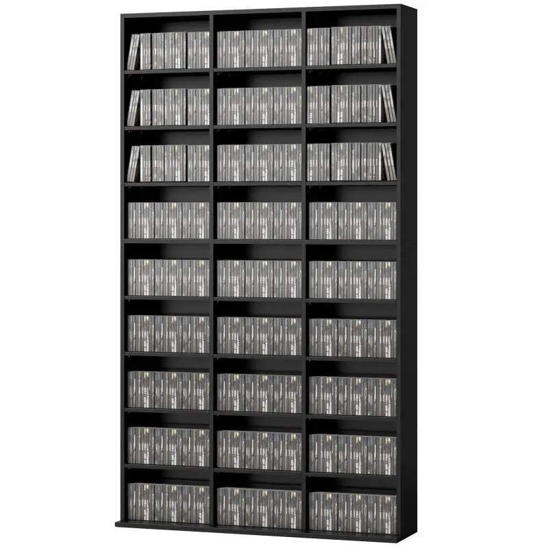 CD Storage Unit with 21 Shelves, Black