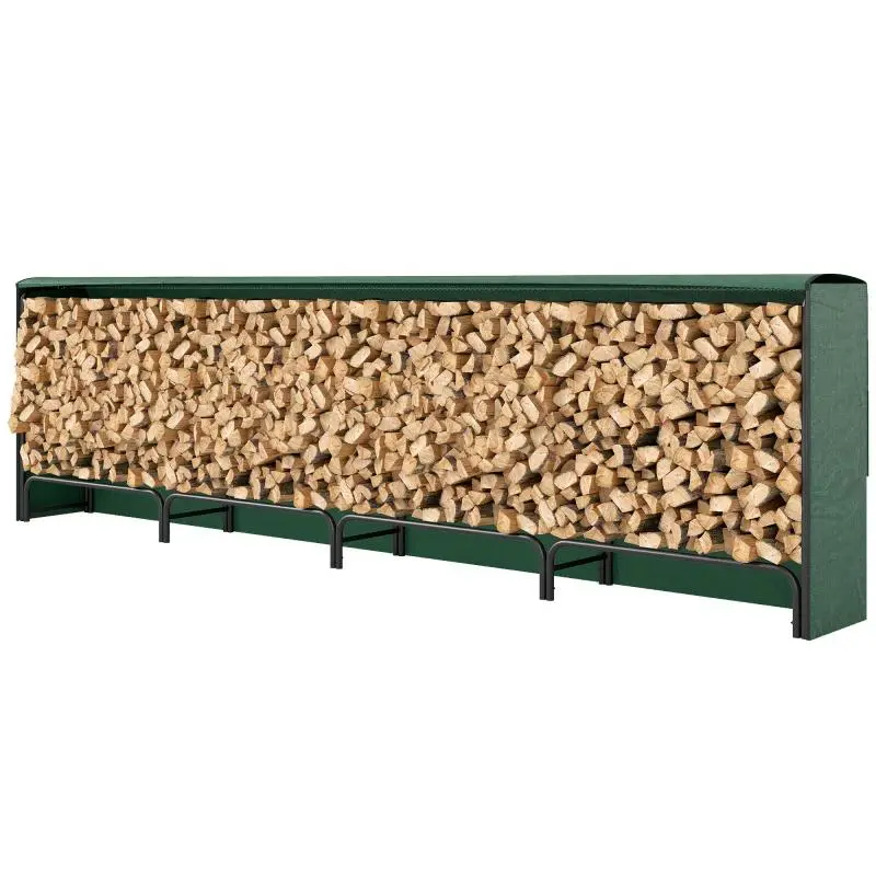 Adjustable Metal Log Rack with Waterproof PE Cover