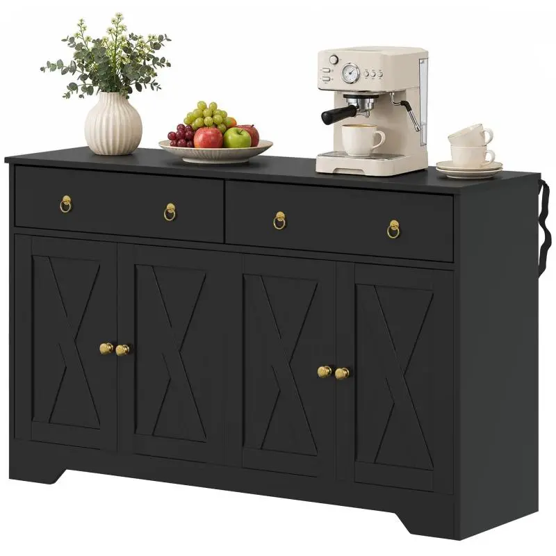 Kitchen Sideboard with 2 Drawers, Black