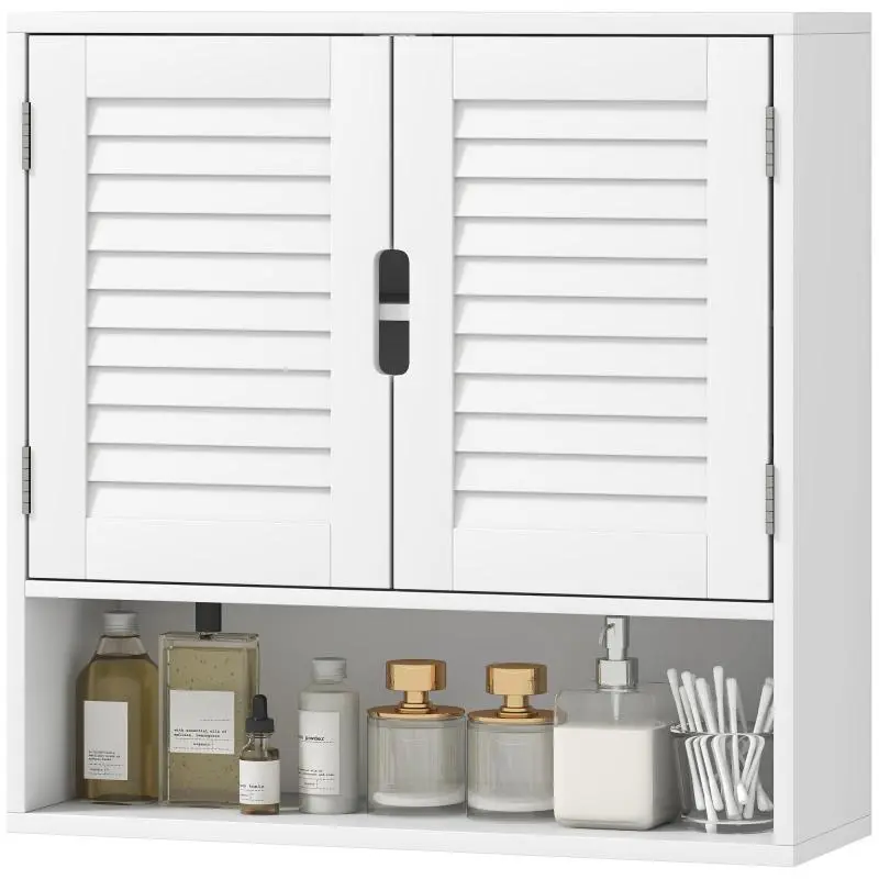 Bathroom Wall Cabinet with Adjustable Shelf, 60 cm, White