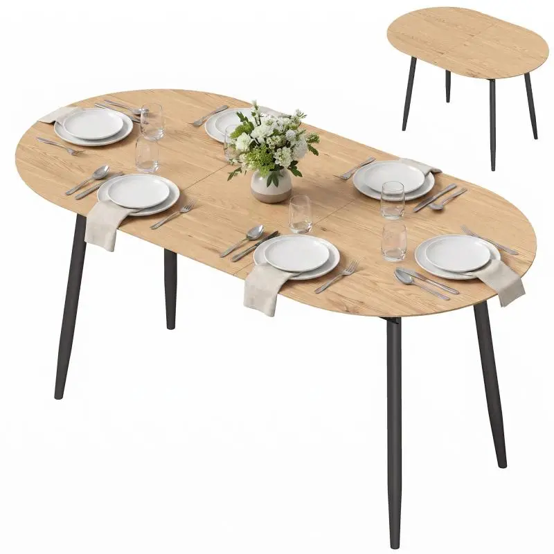 Extendable Dining Table, 120-160 x 80 cm, Oak