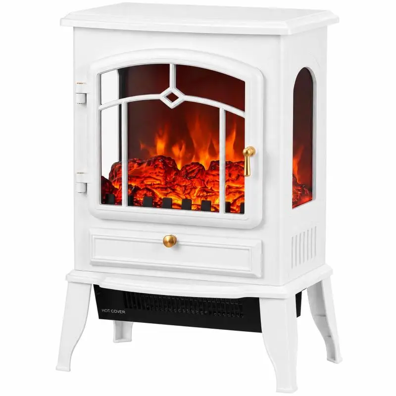 Freestanding Electric Fireplace, White