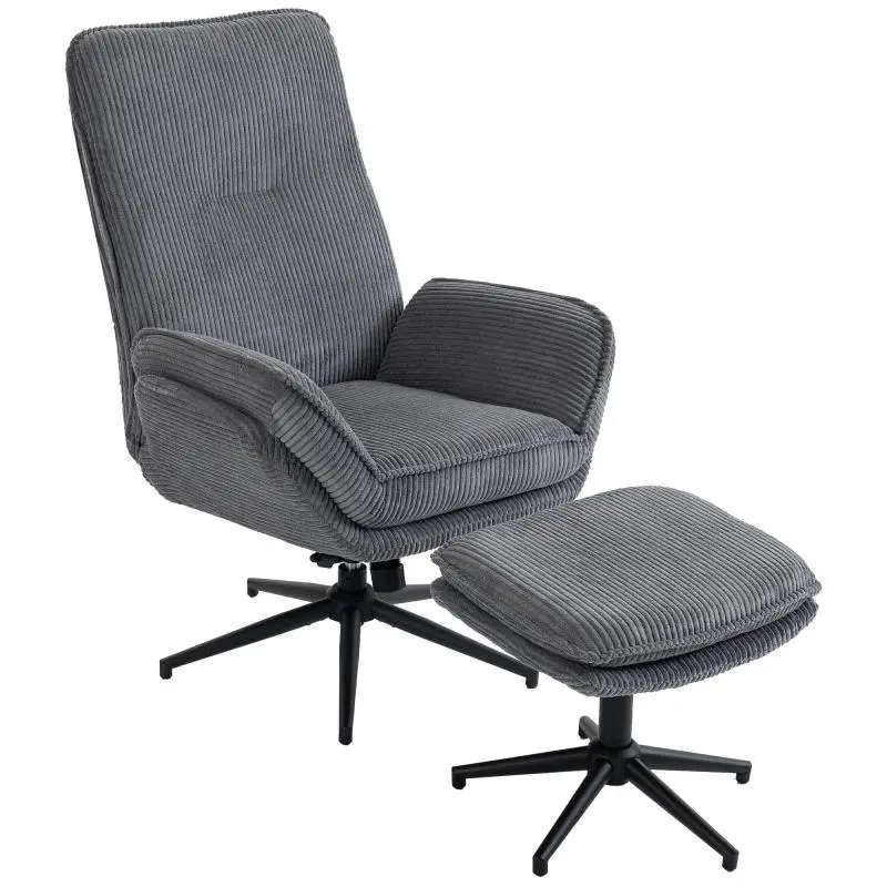 Recliner Chair with Footstool, Grey