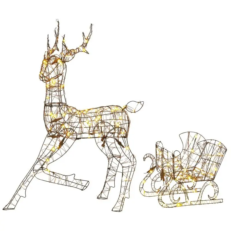 Light-Up Reindeer and Sleigh Christmas Decoration
