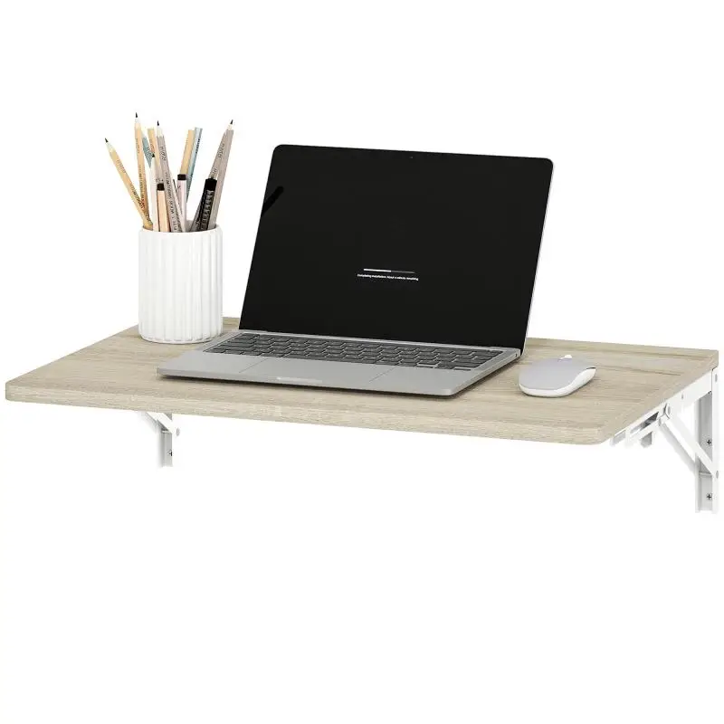 Wall-Mounted Folding Table, 60 x 40 cm, Oak