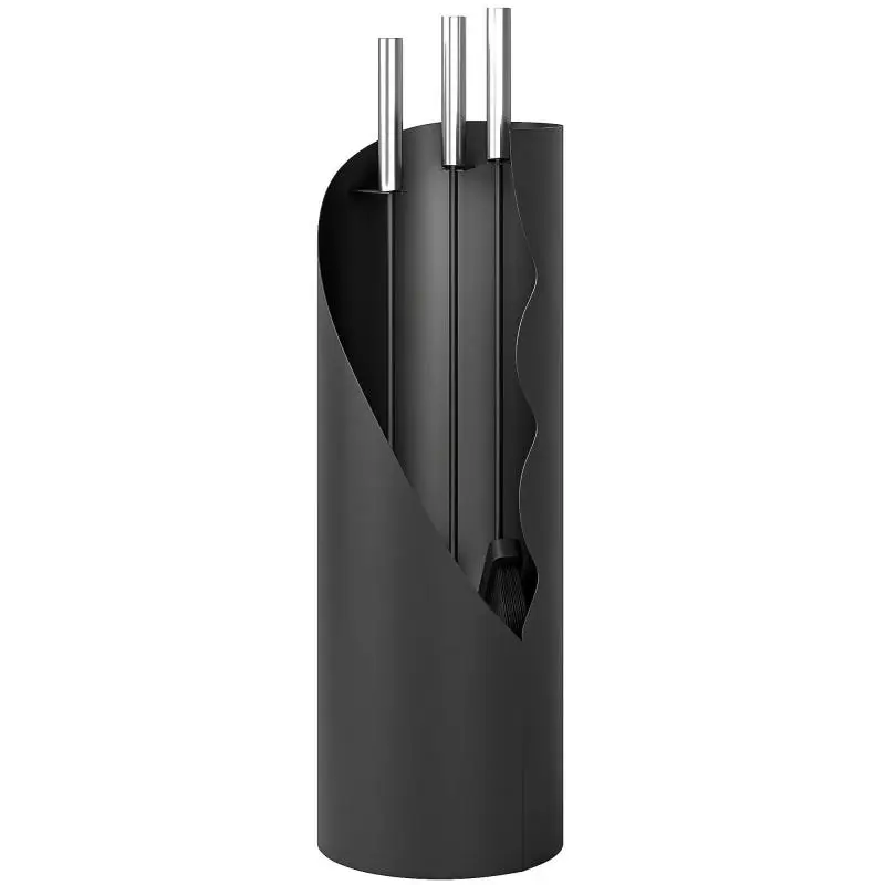 4-Piece Fireplace Tool Set, Black