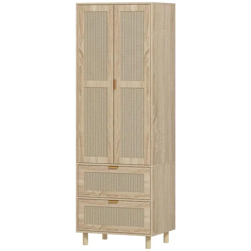 Bedroom Wardrobe with 2 Rattan Doors and 2 Drawers