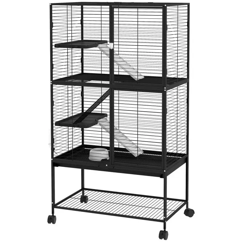 4-Tier Small Animal Cage with Wheels, 136 cm