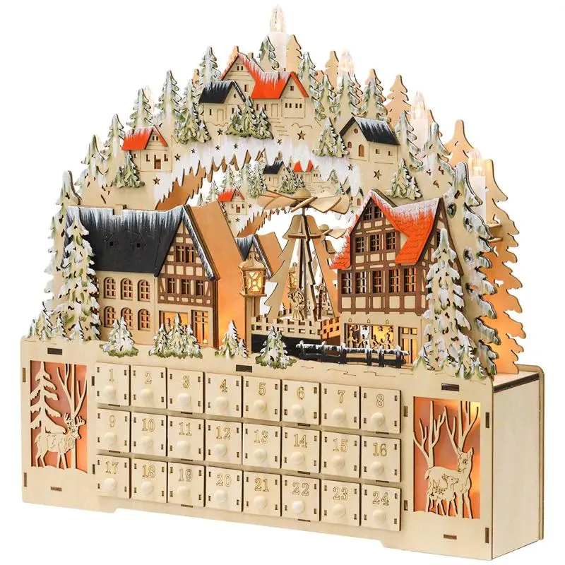 Advent Calendar Christmas Village with 18 LEDs