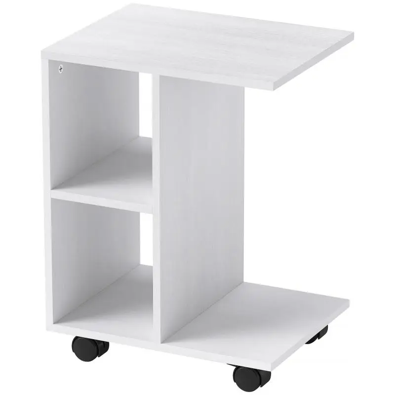 C-Shaped Side Table with Casters