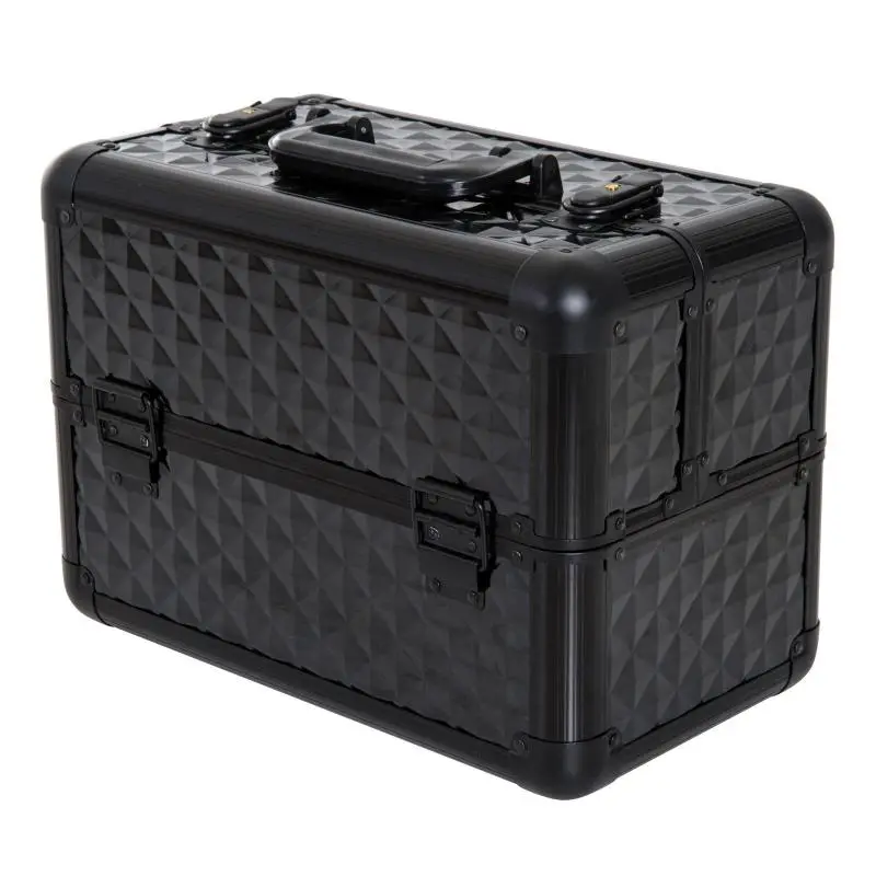 4-Tier Makeup Case with Lock, Black