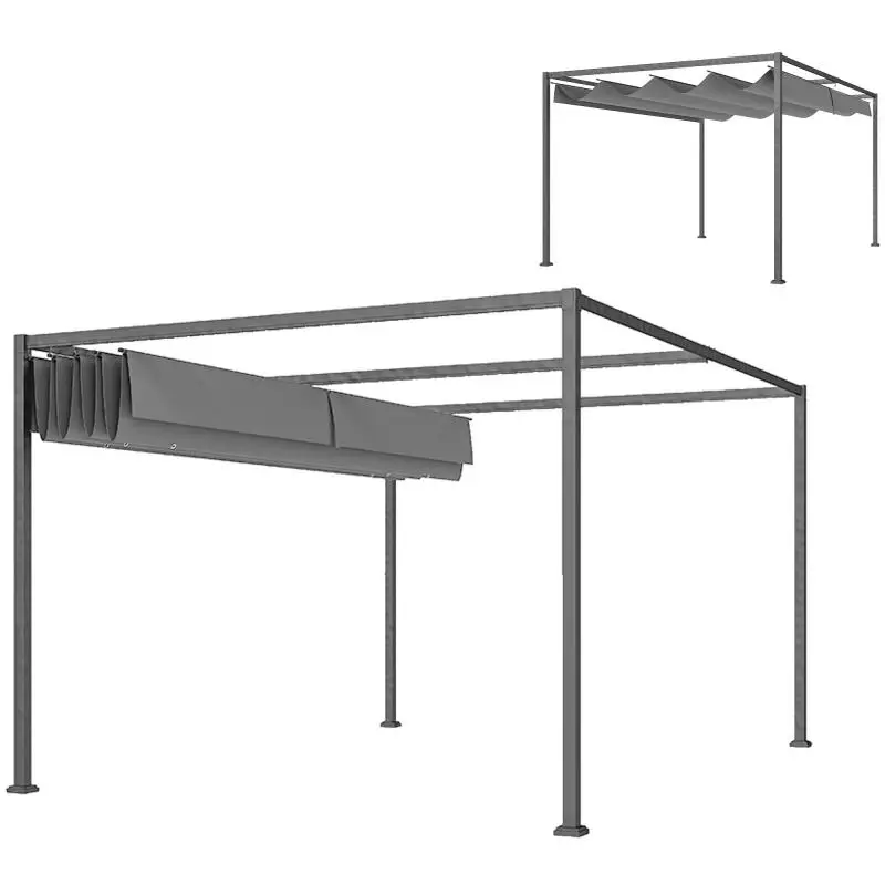 Outdoor Pergola Gazebo with Retractable Canopy, 4 x 3 m