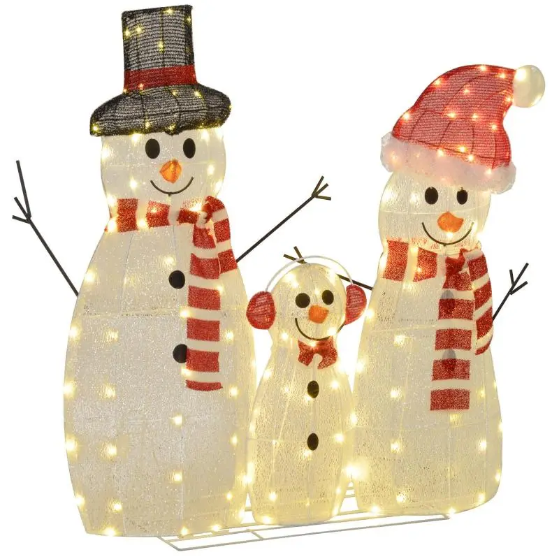 Snowman Family LED Christmas Decoration, 67 × 34 × 93 cm