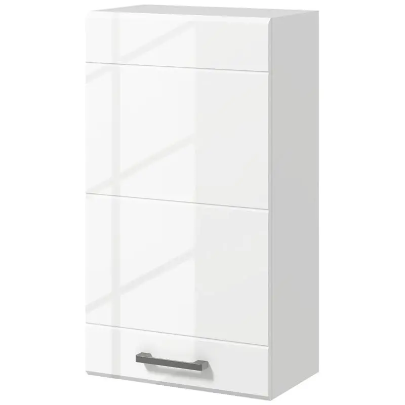 Wall-Mounted MDF Bathroom Cabinet with 3 Shelves and Adjustable Top Shelf, 37x22.5x70 cm, White