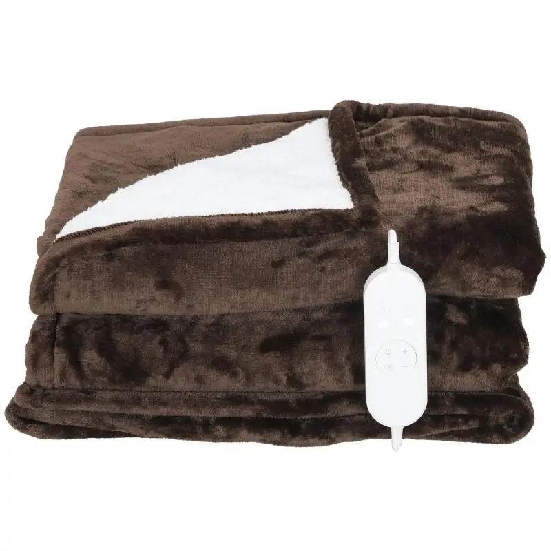Electric Blanket 180x130 cm, 9 Temperature Levels, Timer, Machine Washable, LED Display, Brown