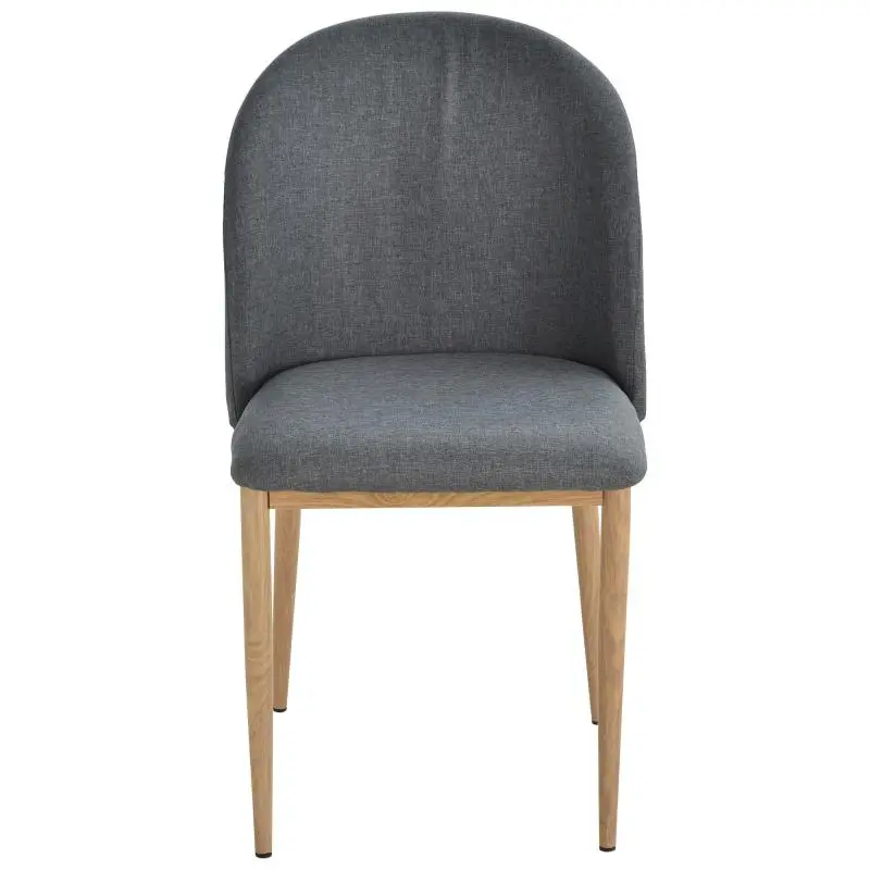 Set of 2 Dining/Living Room Chairs, Metal Legs with Wood-Effect Finish, 50 x 58 x 85 cm, Grey