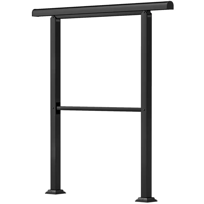 Stair Railing for 2–3 Steps, 94 cm, Adjustable Angle, Indoor/Outdoor Metal Handrail, Black
