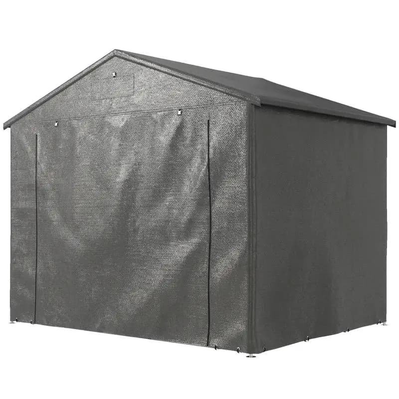 2.5 x 1.8 m Waterproof Garage Tent with Roll-Up Zippered Door and Ventilation Window – Dark Grey