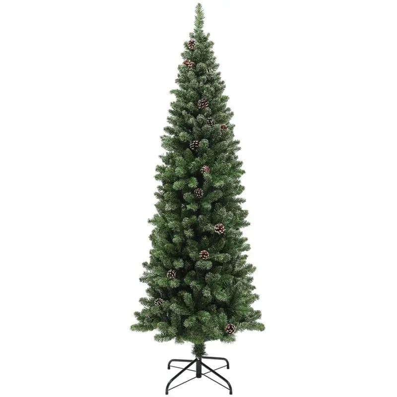 180 cm artificial slim Christmas tree with foldable steel stand, 618 tips, green