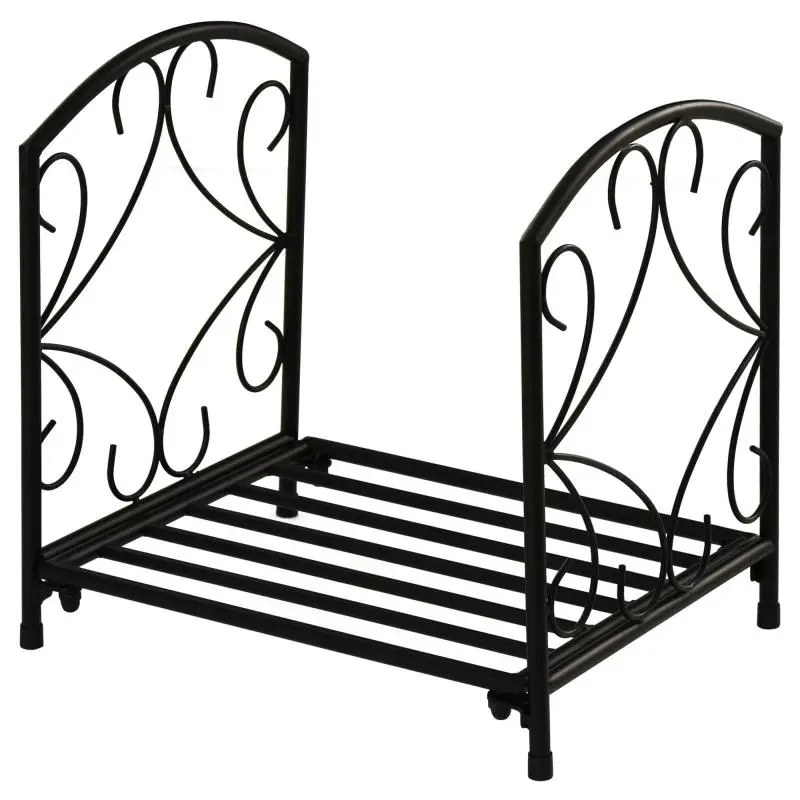 Metal Firewood Holder for Indoor and Outdoor Use, 50kg Capacity, 39.5x31.5x39.5cm - Black