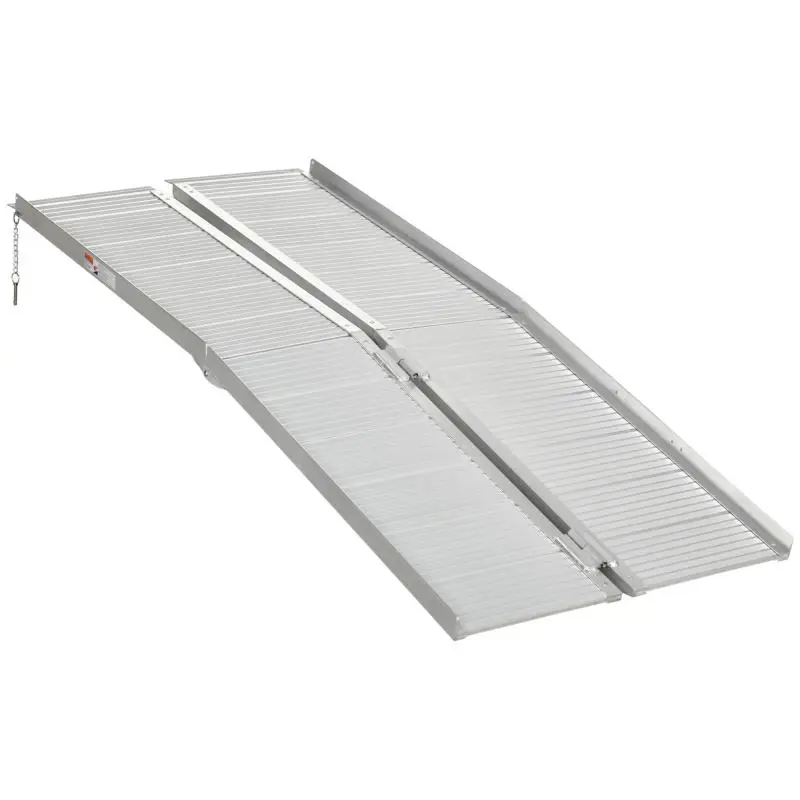 Folding non-slip wheelchair/loading access ramp with side edges, dimensions 183L x 72W cm, aluminum