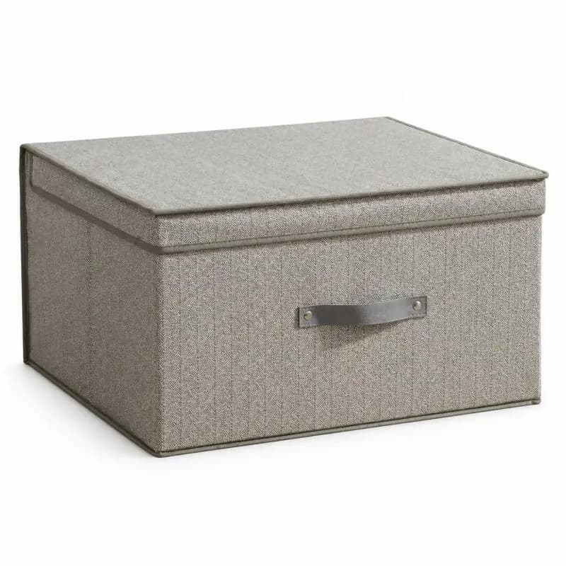 Large Lidded Storage Box 60 x 40 x 30 cm, 72L Collapsible Fabric Storage Bin with Lid & Front Handle, Foldable Organiser for Clothes, Bedding, Blankets, Wardrobe & Under Bed - 3 Colours Shipped at Random