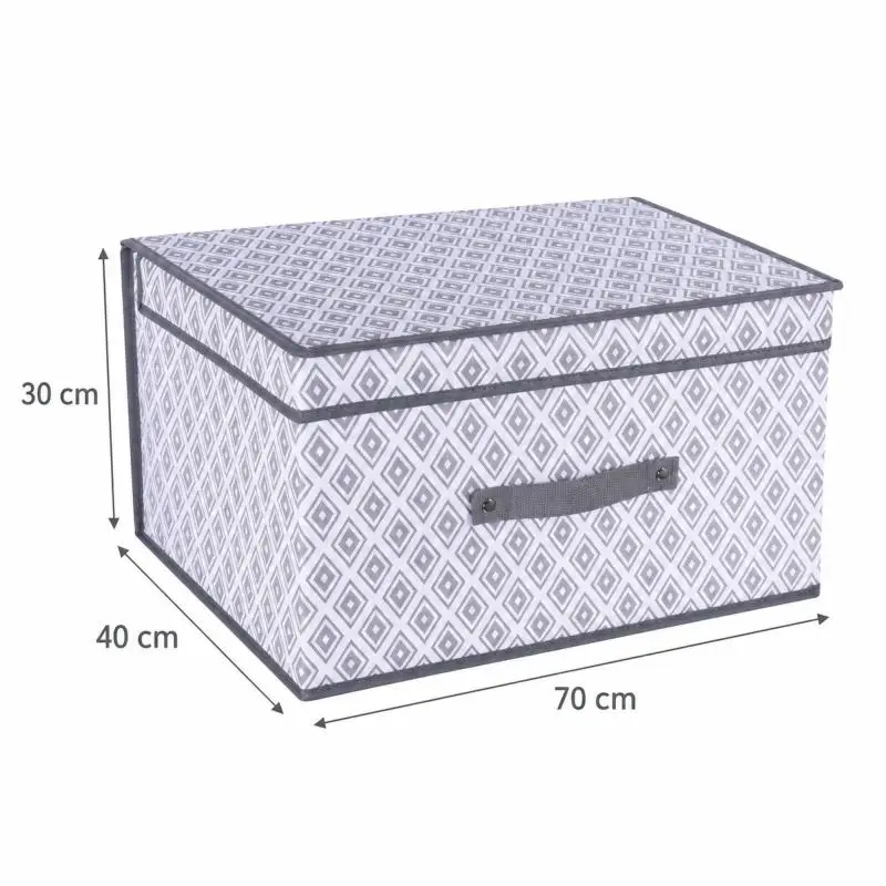 XXL Patterned Storage Box 70 x 40 x 30 cm, 84L Collapsible Fabric Storage Bin with Lid & Front Handle, Foldable Organiser for Clothes, Bedding, Blankets, Wardrobe & Under Bed - 3 Colours Shipped at Random