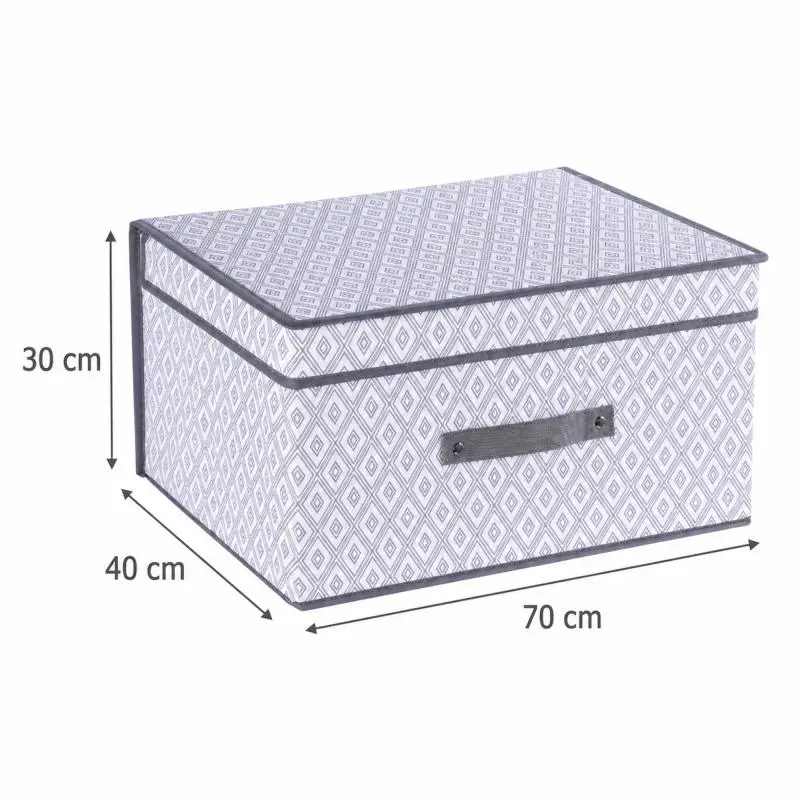 XXL Patterned Storage Box 70 x 40 x 30 cm, 84L Collapsible Fabric Storage Bin with Lid & Front Handle, Foldable Organiser for Clothes, Bedding, Blankets, Wardrobe & Under Bed - 3 Colours Shipped at Random