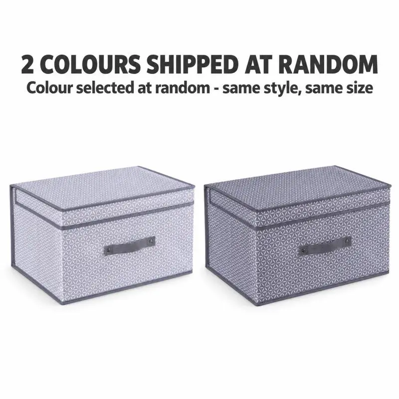XXL Patterned Storage Box 70 x 40 x 30 cm, 84L Collapsible Fabric Storage Bin with Lid & Front Handle, Foldable Organiser for Clothes, Bedding, Blankets, Wardrobe & Under Bed - 3 Colours Shipped at Random
