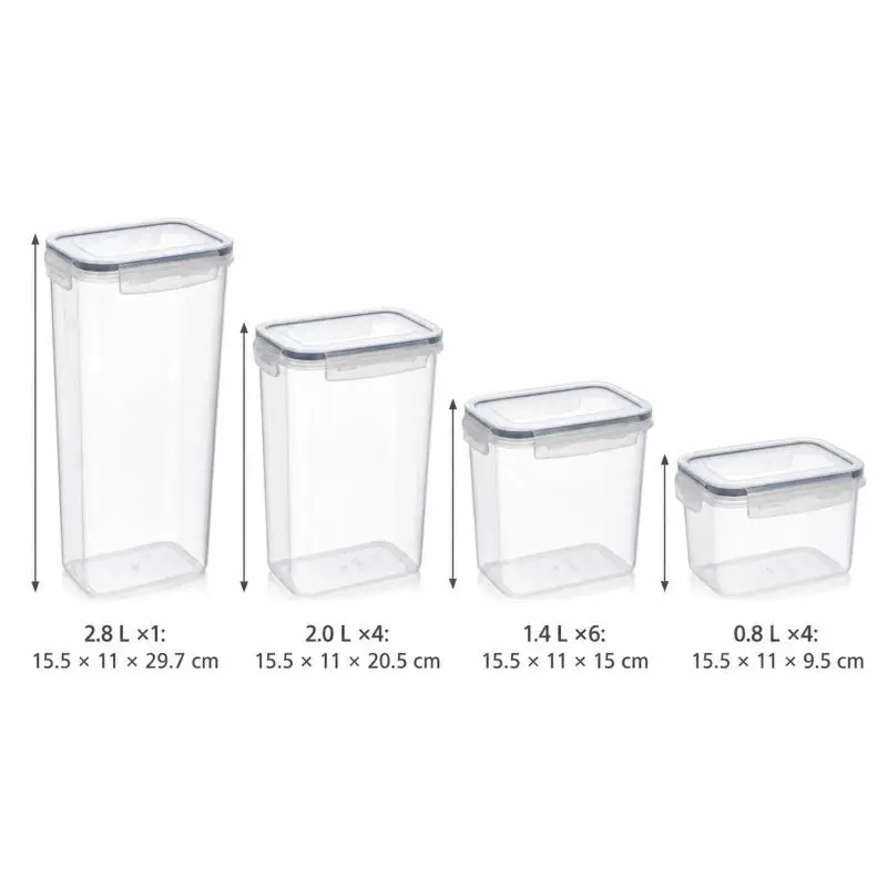15-Piece Airtight Food Storage Container Set, Stackable BPA-Free Kitchen Canisters with Silicone-Sealed Clip Lids for Cereal, Pasta, Flour, Rice and Snacks